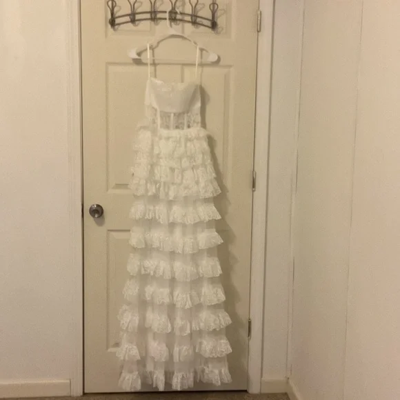 Fashion Nova White Strapless Lace Dress - Picture 1 of 3